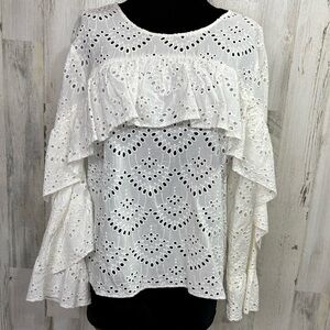 Simply Vera Vera Wang White‎ Eyelet Ruffle Blouse
